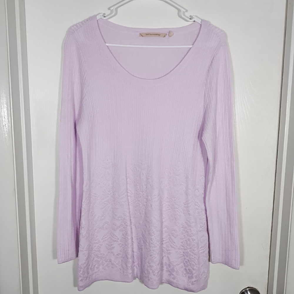 Soft Surroundings Petite Small PS Tunic Top Lilac Purple Lightweight Sweater